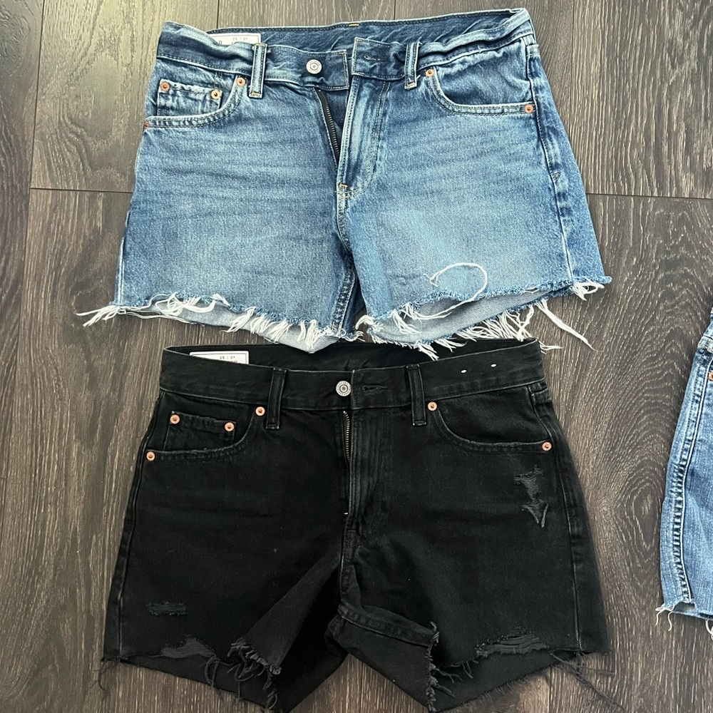 GAP Black and Blue Jean Shorts Distressed Cut-Offs